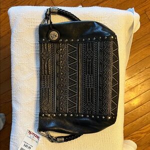 The Sak Black and Silver Embroidered Shoulder Bag